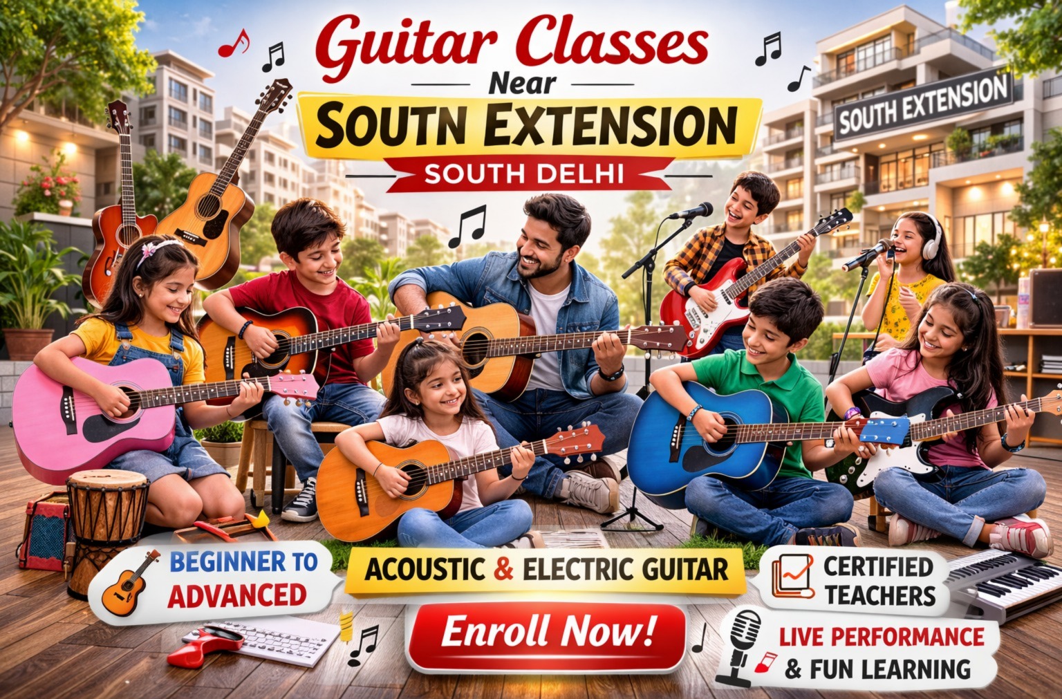 Guitar Classes Near South Extension – Professional Guitar Training in South Delhi