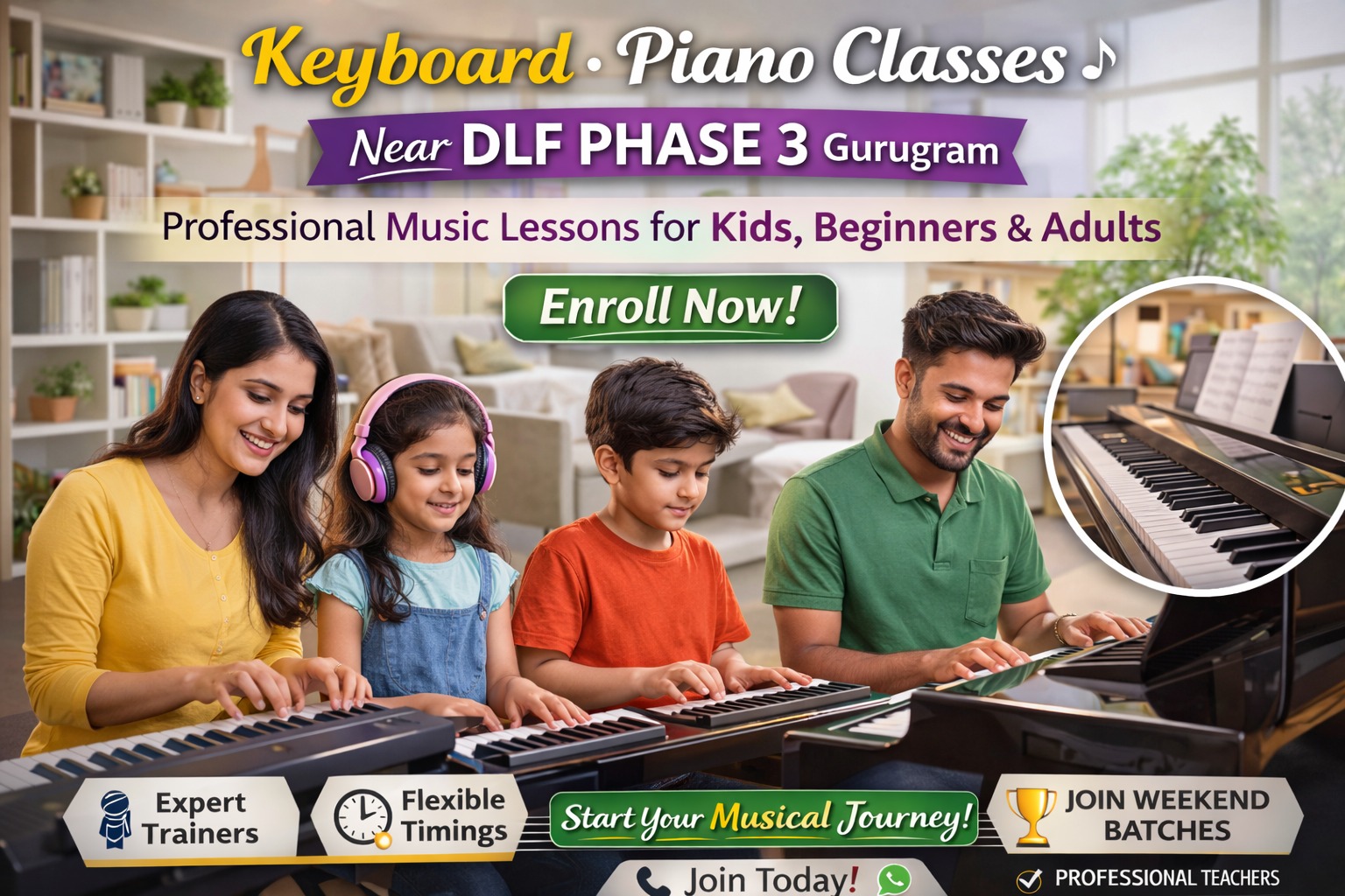 Keyboard / Piano Classes Near DLF Phase 3 Gurugram – Professional Music Training for Kids, Beginners & Advanced Learners