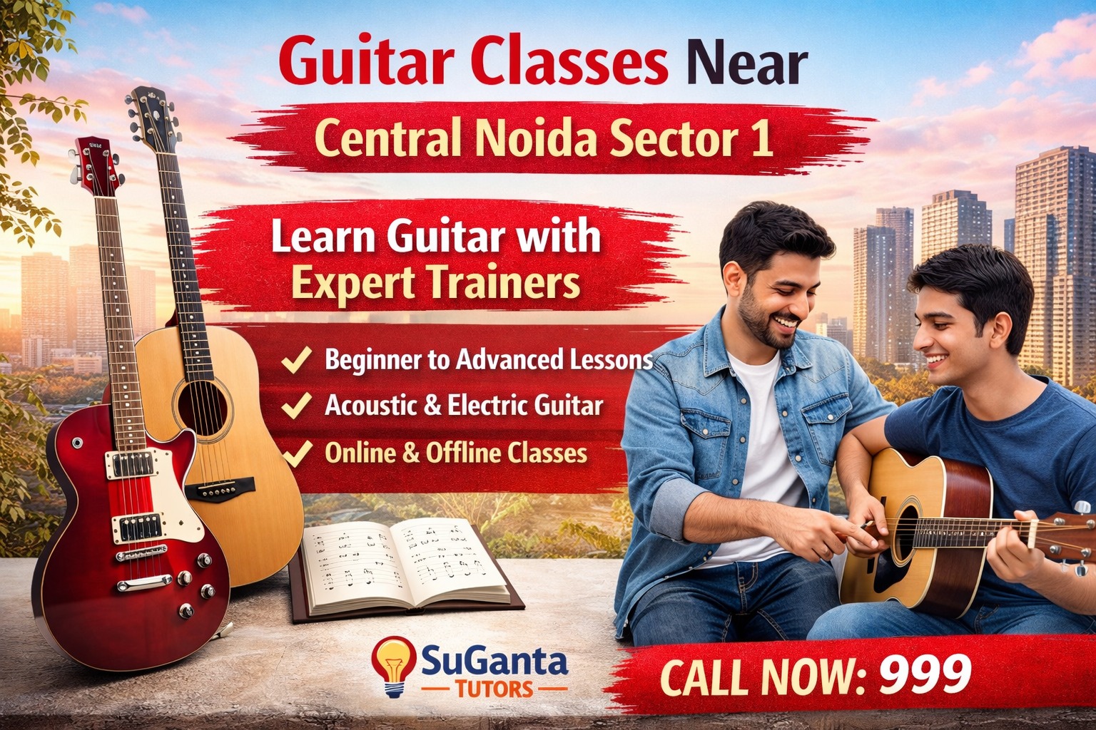 Guitar Classes Near Central Noida Sector 1 – Learn Guitar with Expert Trainers